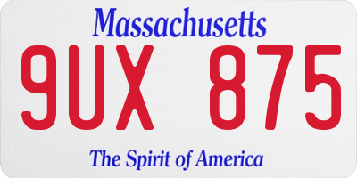 MA license plate 9UX875