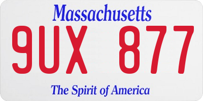 MA license plate 9UX877