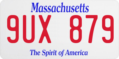 MA license plate 9UX879