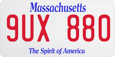 MA license plate 9UX880
