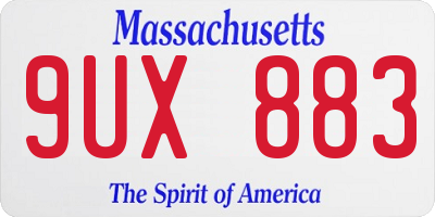 MA license plate 9UX883