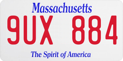 MA license plate 9UX884