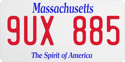 MA license plate 9UX885