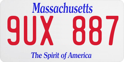 MA license plate 9UX887