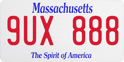 MA license plate 9UX888