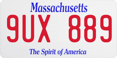 MA license plate 9UX889