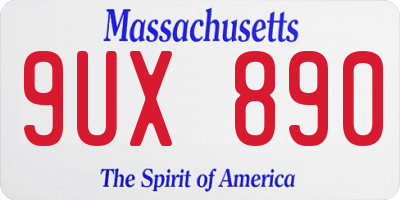 MA license plate 9UX890
