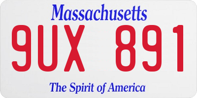MA license plate 9UX891