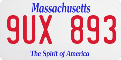 MA license plate 9UX893
