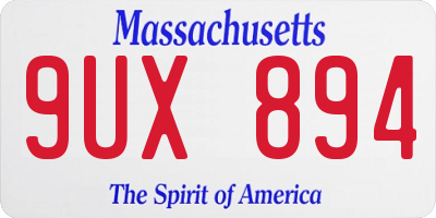 MA license plate 9UX894
