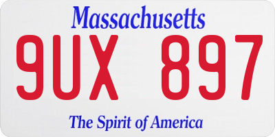 MA license plate 9UX897