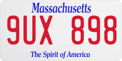 MA license plate 9UX898