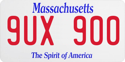 MA license plate 9UX900
