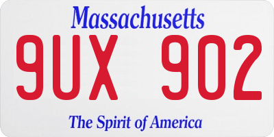 MA license plate 9UX902