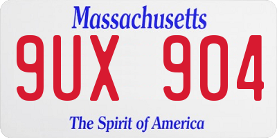 MA license plate 9UX904