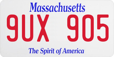 MA license plate 9UX905