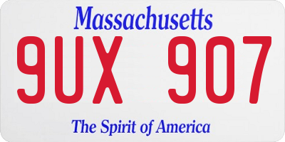 MA license plate 9UX907