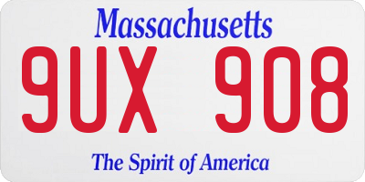 MA license plate 9UX908
