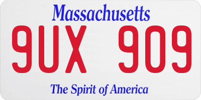 MA license plate 9UX909