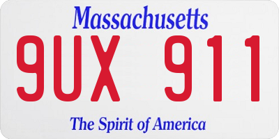 MA license plate 9UX911