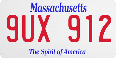 MA license plate 9UX912