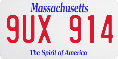 MA license plate 9UX914