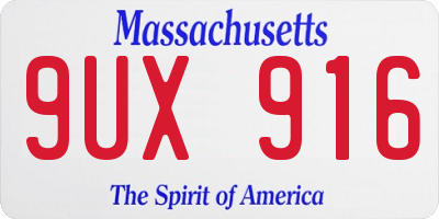 MA license plate 9UX916