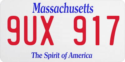 MA license plate 9UX917