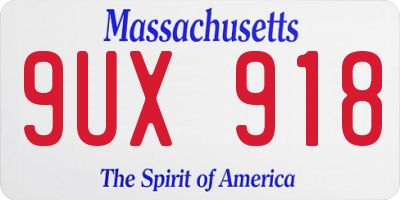 MA license plate 9UX918