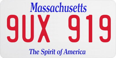 MA license plate 9UX919