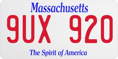 MA license plate 9UX920