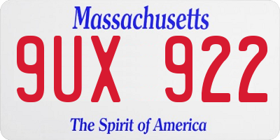 MA license plate 9UX922