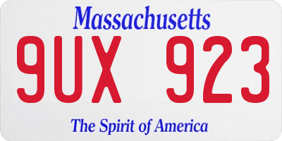MA license plate 9UX923