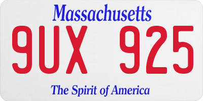 MA license plate 9UX925