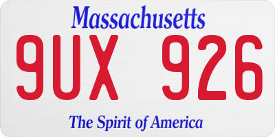 MA license plate 9UX926