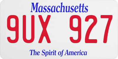 MA license plate 9UX927