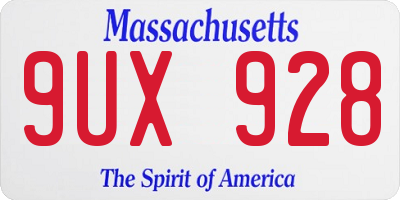 MA license plate 9UX928