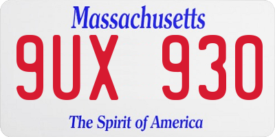 MA license plate 9UX930