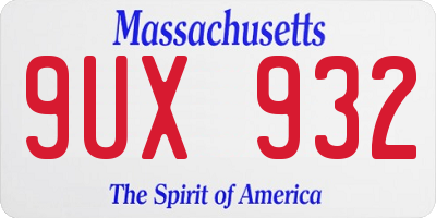 MA license plate 9UX932