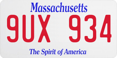 MA license plate 9UX934