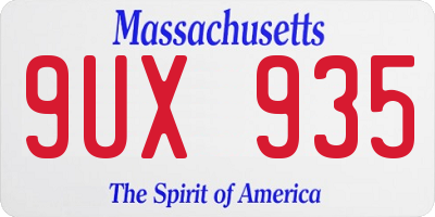 MA license plate 9UX935
