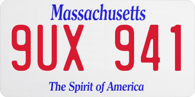 MA license plate 9UX941
