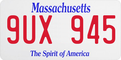 MA license plate 9UX945