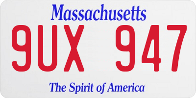 MA license plate 9UX947