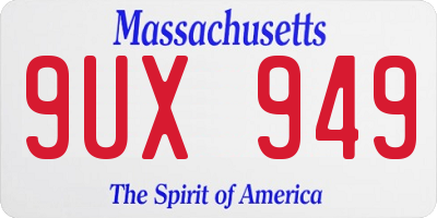 MA license plate 9UX949