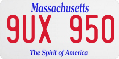 MA license plate 9UX950