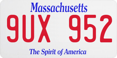 MA license plate 9UX952