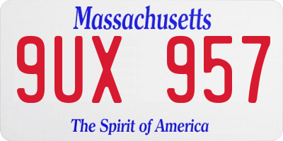 MA license plate 9UX957