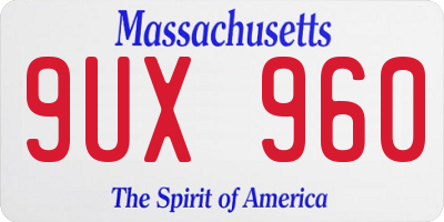 MA license plate 9UX960