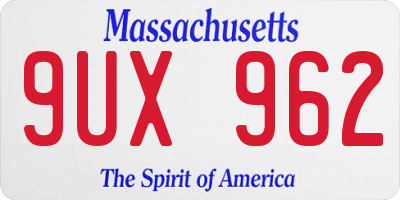 MA license plate 9UX962